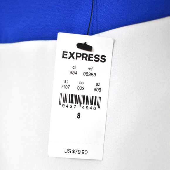 EXPRESS Color Block Dress Blue Black White Size 8 - Picture 3 of 8